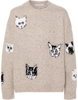 Acne Studios FW24 Beige Knit Cat Sweater Unisex Crewneck Long Sleeve C60096-BEIGE Acne Studios FW24 Beige Knit Cat Sweater Unisex Crewneck Long Sleeve C60096-BEIGE