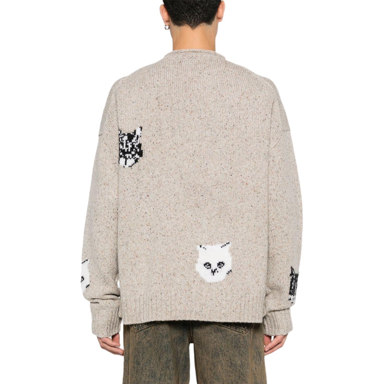 Lookbook 아크네 스튜디오 FW24 베이지 니트 캣 스웨터 유니섹스 크루넥 롱슬리브 C60096-BEIGE