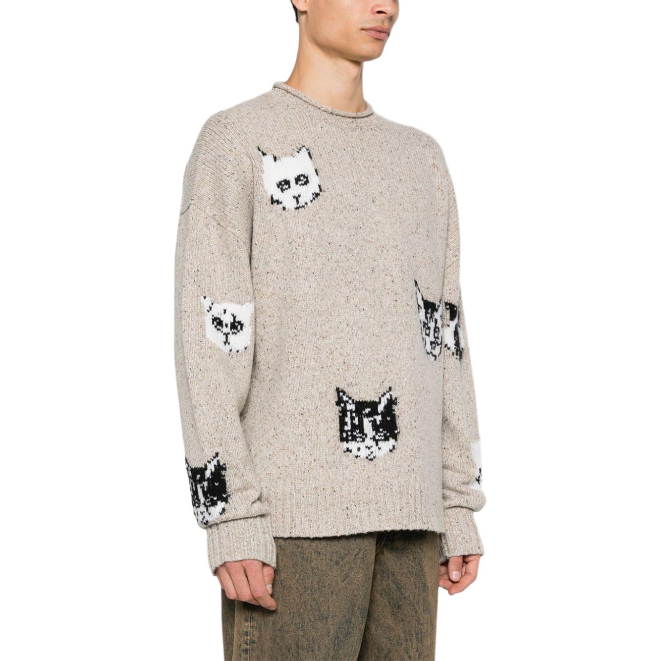 Purchase 아크네 스튜디오 FW24 베이지 니트 캣 스웨터 유니섹스 크루넥 롱슬리브 C60096-BEIGE