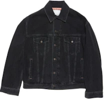 Acne Studios FW24 Black Oversized Denim Jacket with Button Pockets Unisex C90179-900 Acne Studios FW24 Black Oversized Denim Jacket with Button Pockets Unisex C90179-900