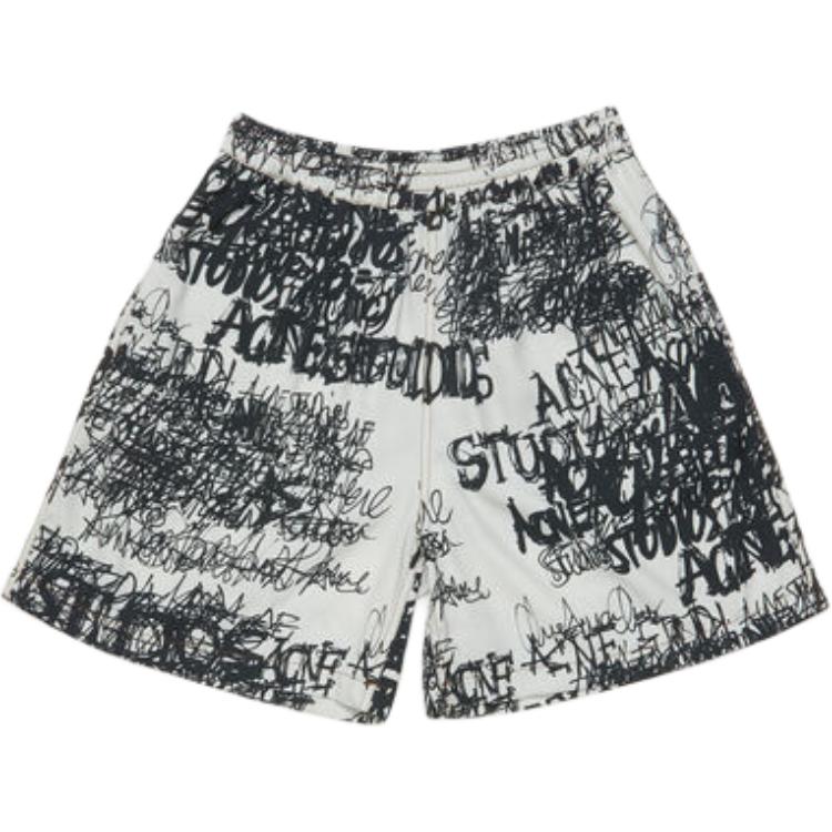 Order Acne Studios FW24 Black Relaxed Fit Printed Shorts with Side Pockets for Men. BE0171-DN5