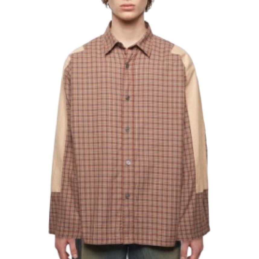 Lookbook Acne Studios FW24 Jaket Kemeja Unisex Motif Kotak Coklat Flanel. BB0594-DP5