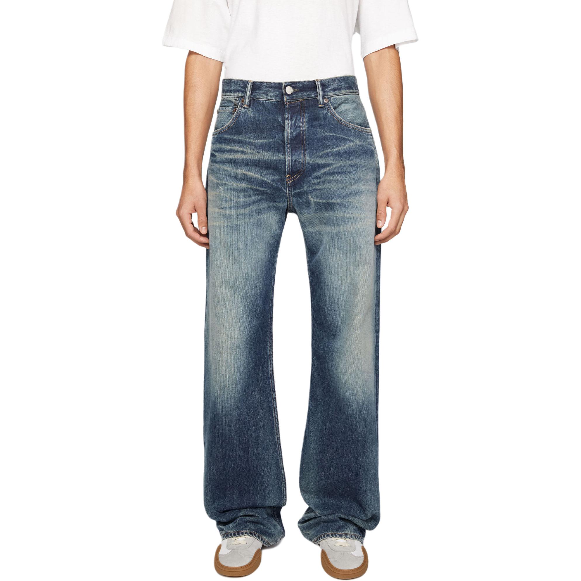 Lookbook Acne Studios FW24 清新版中腰宽腿蓝色牛仔棉质牛仔裤. B00382-863