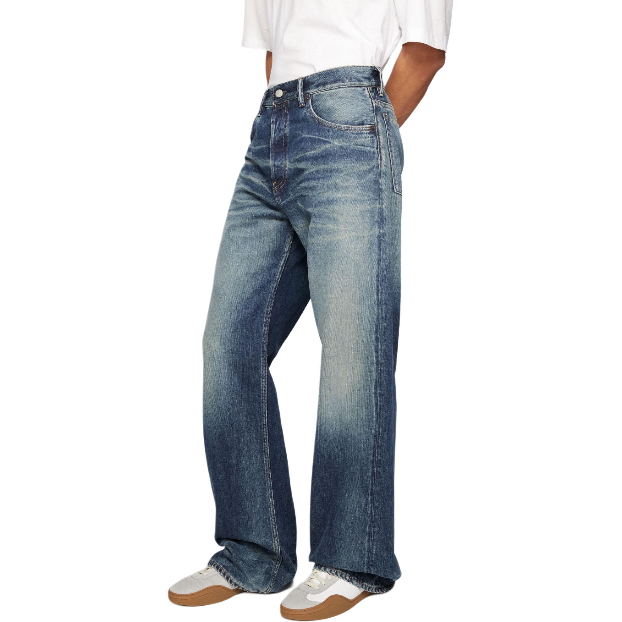 Purchase Acne Studios FW24 清新版中腰宽腿蓝色牛仔棉质牛仔裤. B00382-863