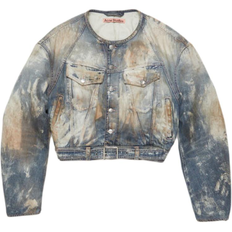 Acne Studios FW24 Cropped Denim Jacket with Waist Adjuster Blue B90773-863