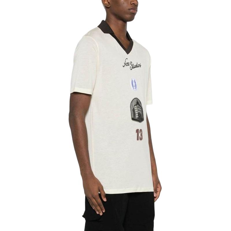 Shop 아크네 스튜디오 FW24 디지털 프린트 오버사이즈 티셔츠 남성용 화이트 BL0382IVORYWHITE