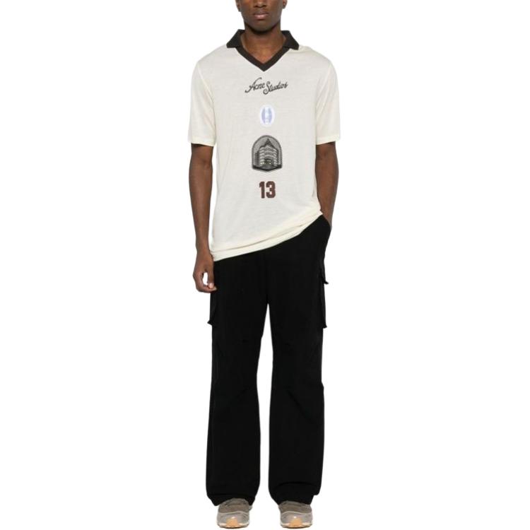 Purchase 아크네 스튜디오 FW24 디지털 프린트 오버사이즈 티셔츠 남성용 화이트 BL0382IVORYWHITE