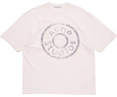 Acne Studios FW24 Distressed Logo Print Loose Fit Pink Tee Unisex CL0294-COA Acne Studios FW24 Distressed Logo Print Loose Fit Pink Tee Unisex CL0294-COA