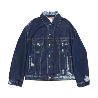 Acne Studios FW24 Distressed Oversized Denim Jacket Unisex Blue. C90180-AUZ