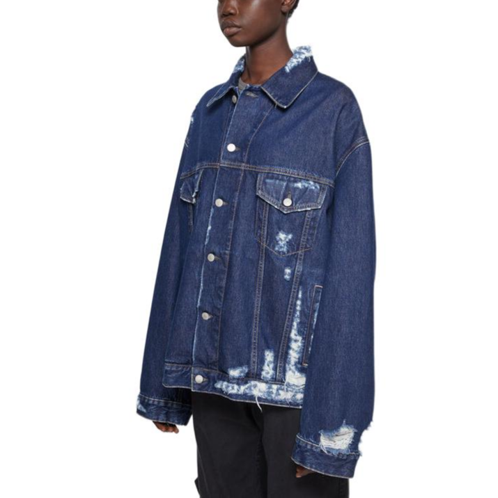 Shop Chaqueta Denim Oversize Distressed Unisex Azul FW24 Acne Studios. C90180-AUZ