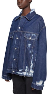 아크네 스튜디오 FW24 디스트레스트 오버사이즈 데님 재킷 유니섹스 블루. C90180-AUZ Shop 아크네 스튜디오 FW24 디스트레스트 오버사이즈 데님 재킷 유니섹스 블루. C90180-AUZ