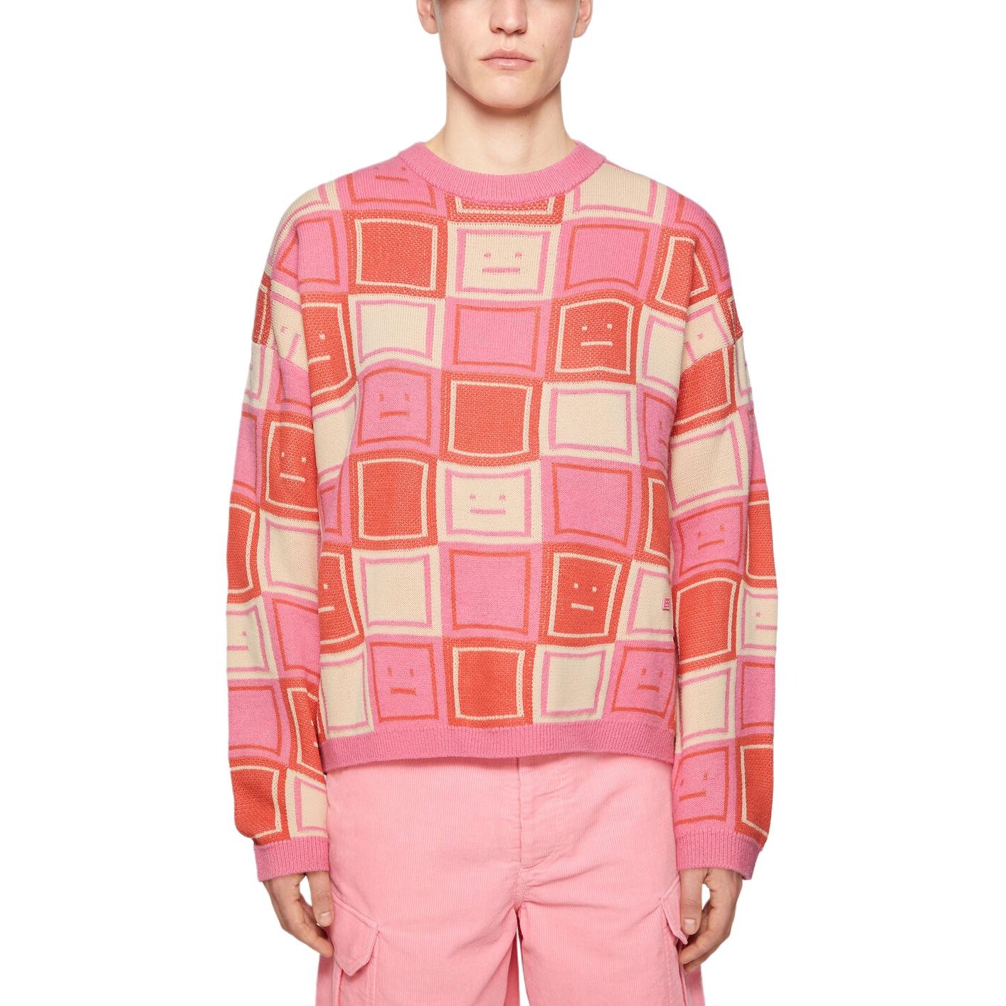 Lookbook Acne Studios FW24 Face Crewneck Sweater Rust Orange/Tango Pink Unisex. C60090-DON