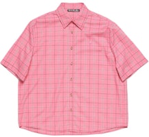 Order Acne Studios FW24 格紋寬鬆男女襯衫 Tango Pink. CB0090-CKQ