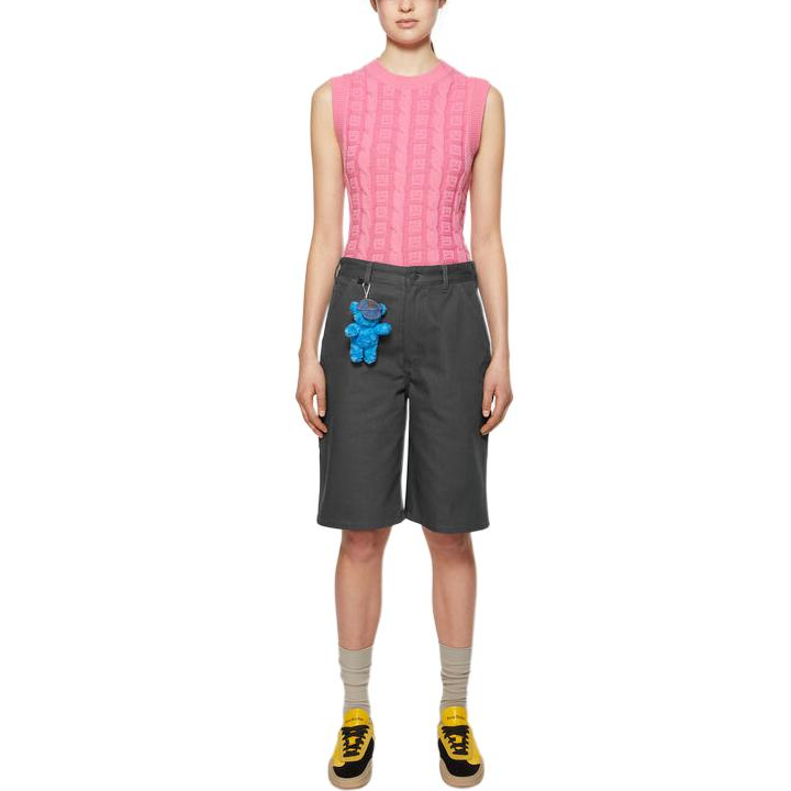 Lookbook アクネ ストゥディオズ FW24 フェイスロゴ ミッドライズ ルーズフィット ショーツ ユニセックス ダークグレー CE0060-AA3