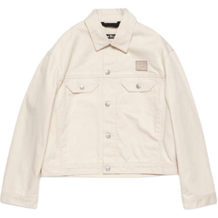 Acne Studios FW24 Face Logo Patch Bomber Jacket Oatmeal Unisex Vintage Style C90187-Oatmeal