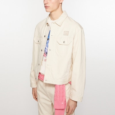 Acne Studios FW24 Face Logo Patch Bomber Jacket Oatmeal Unisex Vintage Style C90187-Oatmeal Purchase Acne Studios FW24 Face Logo Patch Bomber Jacket Oatmeal Unisex Vintage Style C90187-Oatmeal