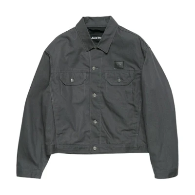 Acne Studios FW24 Face Logo Patch Oversized Long Sleeve Jacket Dark Gray Unisex C90187-AA3