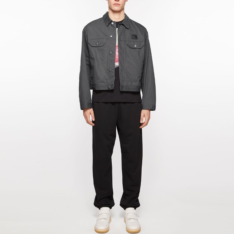 Lookbook Acne Studios FW24 Face Logo Patch Oversized Long Sleeve Jacket Dark Gray Unisex C90187-AA3