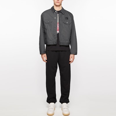 Acne Studios FW24 Face Logo Patch Oversized Long Sleeve Jacket Dark Gray Unisex C90187-AA3 Lookbook Acne Studios FW24 Face Logo Patch Oversized Long Sleeve Jacket Dark Gray Unisex C90187-AA3