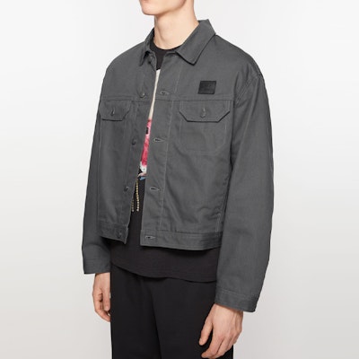 Acne Studios FW24 Face Logo Patch Oversized Long Sleeve Jacket Dark Gray Unisex C90187-AA3 Purchase Acne Studios FW24 Face Logo Patch Oversized Long Sleeve Jacket Dark Gray Unisex C90187-AA3