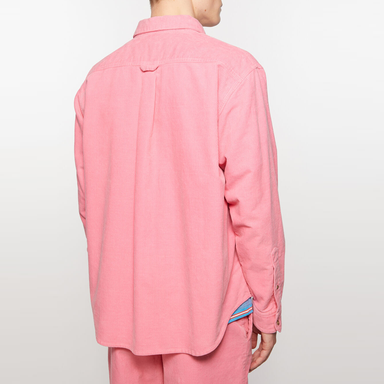 Shop Acne Studios FW24 Kemeja Oversized Face Pink Unisex dengan Bahu Jatuh. C90164-CKQ