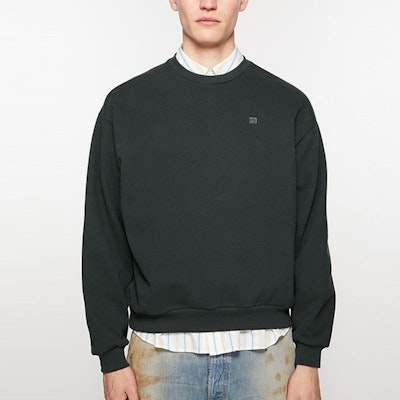 Acne Studios FW24 Face Unisex Crewneck Long Sleeve Sweatshirt Dark Grey. CI0172-AA3 Lookbook Acne Studios FW24 Face Unisex Crewneck Long Sleeve Sweatshirt Dark Grey. CI0172-AA3