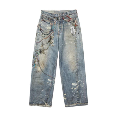 Acne Studios FW24 Illusion Inkjet 3D Print Low Rise Baggy Jeans Blue . B00374-863
