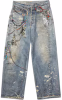 Order Acne Studios FW24 幻象墨噴3D印花低腰寬鬆牛仔褲藍色 B00374-863