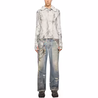 Lookbook Acne Studios FW24 幻象墨噴3D印花低腰寬鬆牛仔褲藍色 B00374-863