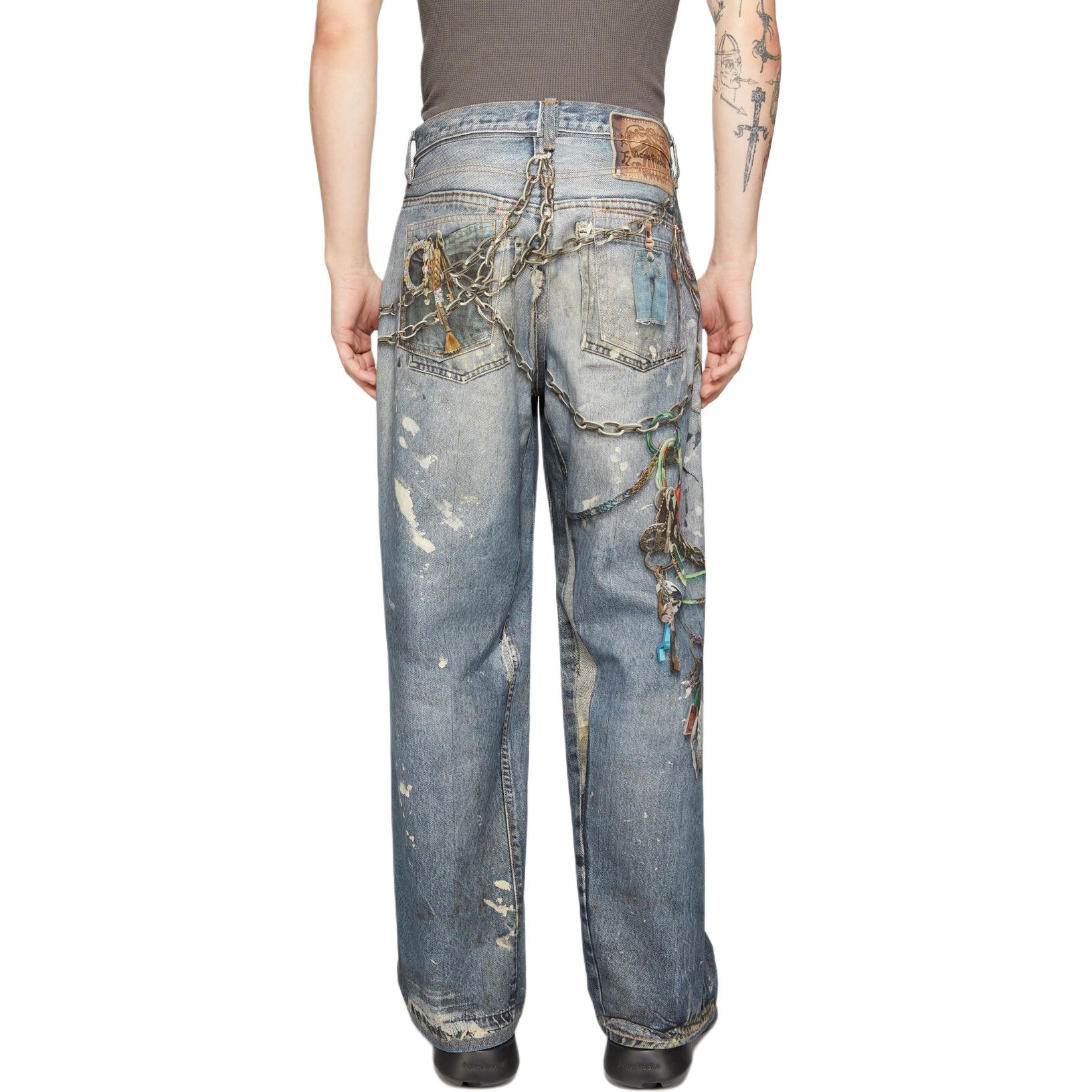 Purchase Acne Studios FW24 Vaqueros Baggy Tiro Bajo Azul con Impresión 3D Illusion Inkjet. B00374-863