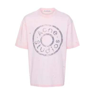 Acne Studios FW24 Multicolor Logo Print Oversized T-Shirt Unisex Light Pink CL0294-PINK