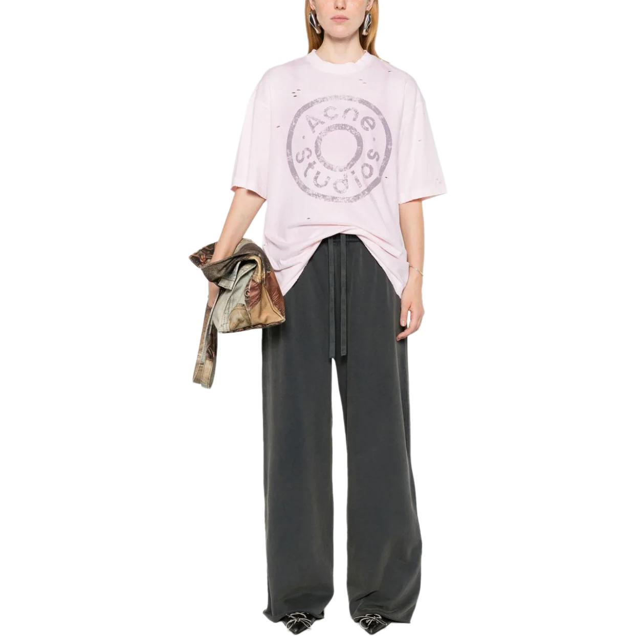 Lookbook Camiseta Oversize Unisex Acne Studios FW24 Multicolor Logo Rosa Claro CL0294-PINK