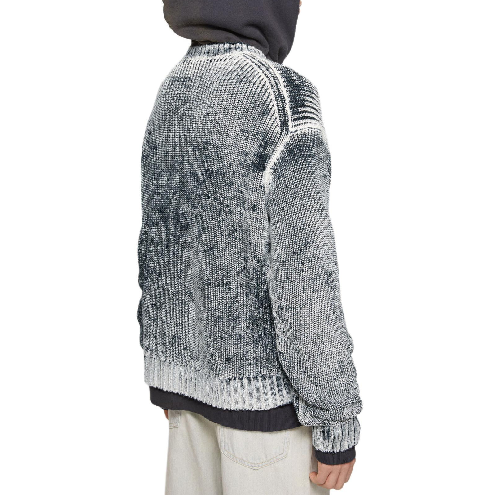 Shop Acne Studios FW24 Oversized Asymmetric Acid-Wash Knit Sweater Black White Men. B60322-J83