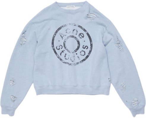 Acne Studios FW24 Oversized Distressed Letter Print Crewneck Sweatshirt Blue Unisex. CI0179-AIQ Buy Acne Studios FW24 Oversized Distressed Letter Print Crewneck Sweatshirt Blue Unisex. CI0179-AIQ