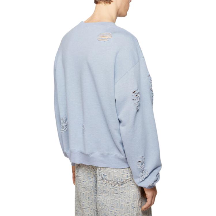 Shop Sudadera Unisex Oversize Azul con Letras Estilo Usado Acne Studios FW24. CI0179-AIQ
