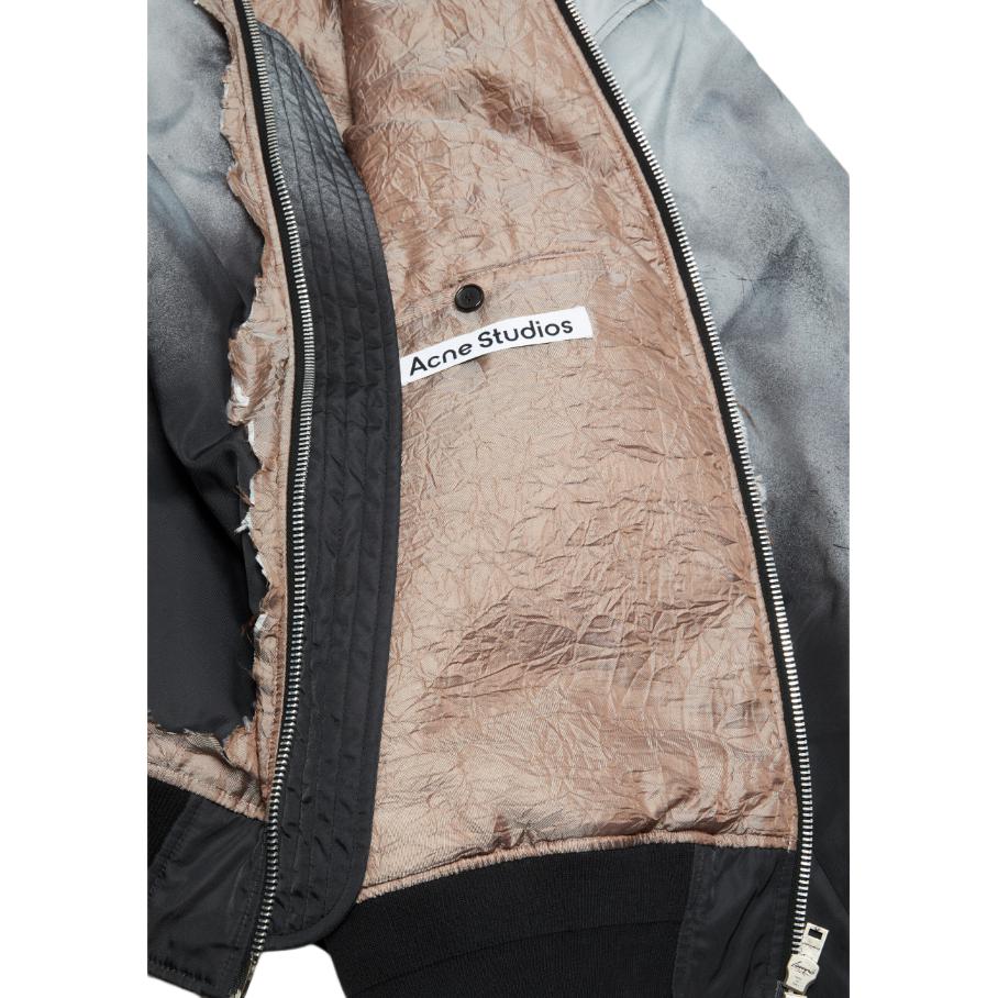 Sizing Acne Studios FW24 Relaxed Logo Embroidered Zip-Up Cotton Jacket Black Mens. B90789-BM0