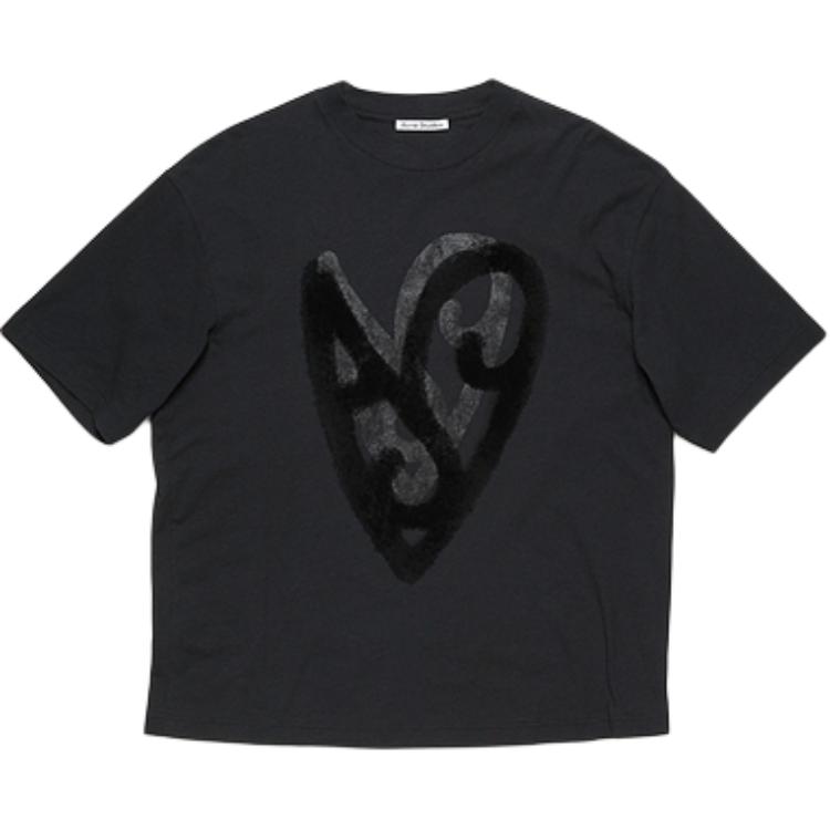 Acne Studios FW24 Retro Heart Graffiti Print Unisex Black T-Shirt. CL0299-Black 圖 2