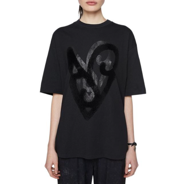 Acne Studios FW24 Retro Heart Graffiti Print Unisex Black T-Shirt. CL0299-Black 圖 3