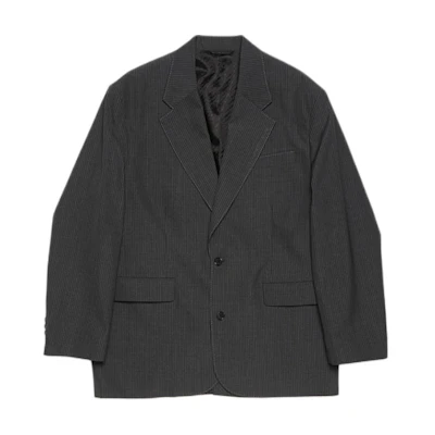 Acne Studios FW24 Striped Loose-Fit Button-Up Long Sleeve Blazer Men Coal Grey. BH0208-AA2