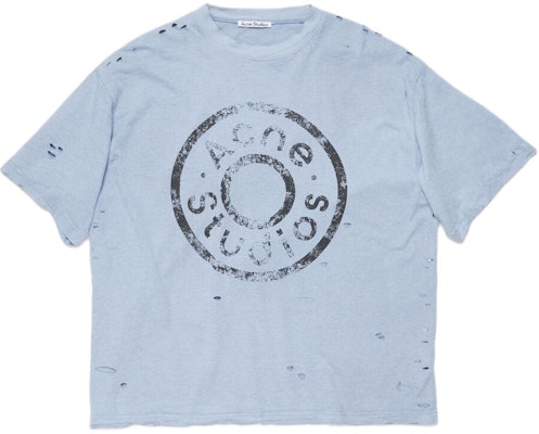 Acne Studios FW24 Unisex Distressed Logo Print T-Shirt Light Blue CL0294-AIQ Buy Acne Studios FW24 Unisex Distressed Logo Print T-Shirt Light Blue CL0294-AIQ