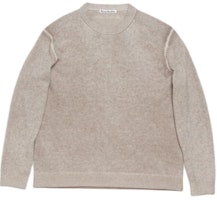 Acne Studios FW24 Vintage Logo Embroidered Crewneck Sweater Tan Menswear. B60328-AEK Acne Studios FW24 Vintage Logo Embroidered Crewneck Sweater Tan Menswear. B60328-AEK