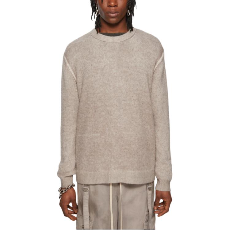 Lookbook Acne Studios FW24 Vintage Logo Embroidered Crewneck Sweater Tan Menswear. B60328-AEK