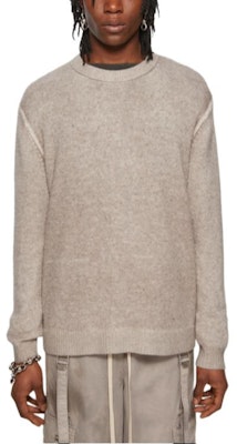 Acne Studios FW24 Vintage Logo Embroidered Crewneck Sweater Tan Menswear. B60328-AEK Lookbook Acne Studios FW24 Vintage Logo Embroidered Crewneck Sweater Tan Menswear. B60328-AEK