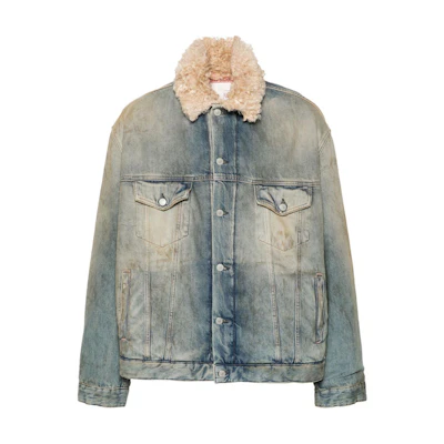 Acne Studios FW24 Washed Denim Button-Up Jacket Unisex in Mid Blue C90172-Medium Blue