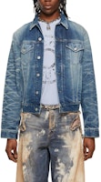 Acne Studios FW24 Washed Denim Jacket for Men in Mid Blue. B90793-863 Acne Studios FW24 Washed Denim Jacket for Men in Mid Blue. B90793-863