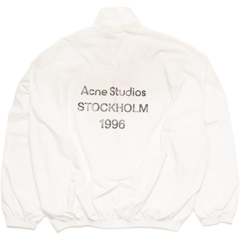 Acne Studios FW25  Grey White Loose Fit Zip-Up Jacket with Letter Logo. B90791-DC6