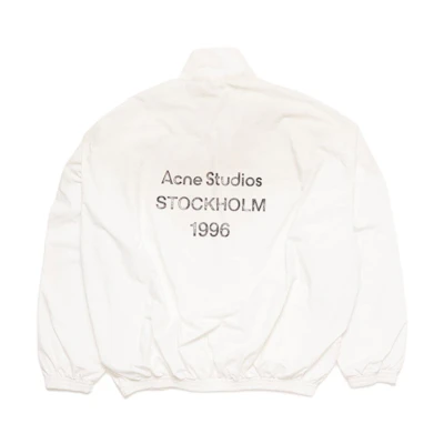 Acne Studios FW25 Grey White Loose Fit Zip-Up Jacket with Letter Logo. B90791-DC6