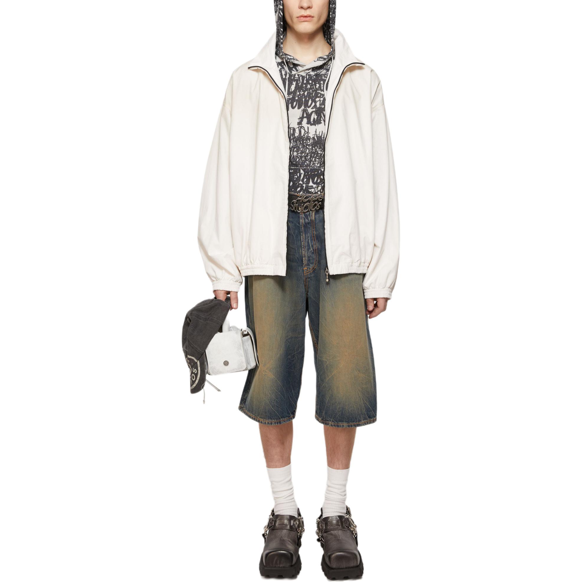 Lookbook Acne Studios FW25 灰白色宽松字母标志拉链夹克外套。 B90791-DC6