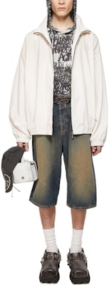 Acne Studios FW25 灰白色寬鬆款拉鍊夾克附字母標誌外套。 B90791-DC6 Lookbook Acne Studios FW25 灰白色寬鬆款拉鍊夾克附字母標誌外套。 B90791-DC6