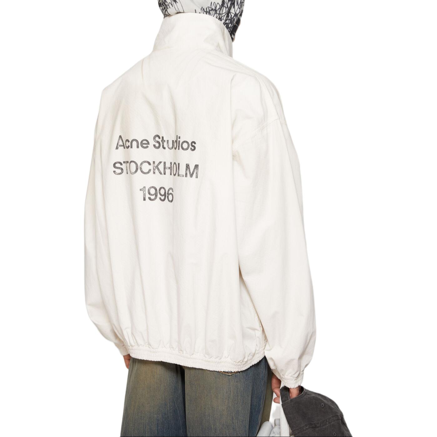 Shop Acne Studios FW25 灰白色宽松字母标志拉链夹克外套。 B90791-DC6